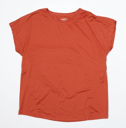 Workout Womens Orange Polyester Basic T-Shirt Size S Round Neck