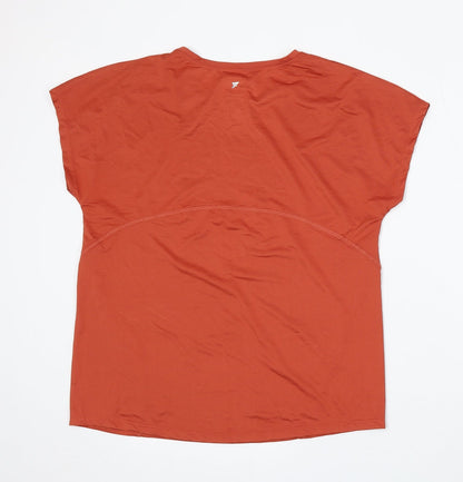 Workout Womens Orange Polyester Basic T-Shirt Size S Round Neck