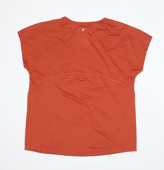Workout Womens Orange Polyester Basic T-Shirt Size S Round Neck