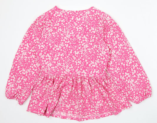 Pep&Co Womens Pink Floral Viscose Basic Blouse Size 12 V-Neck