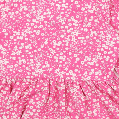 Pep&Co Womens Pink Floral Viscose Basic Blouse Size 12 V-Neck