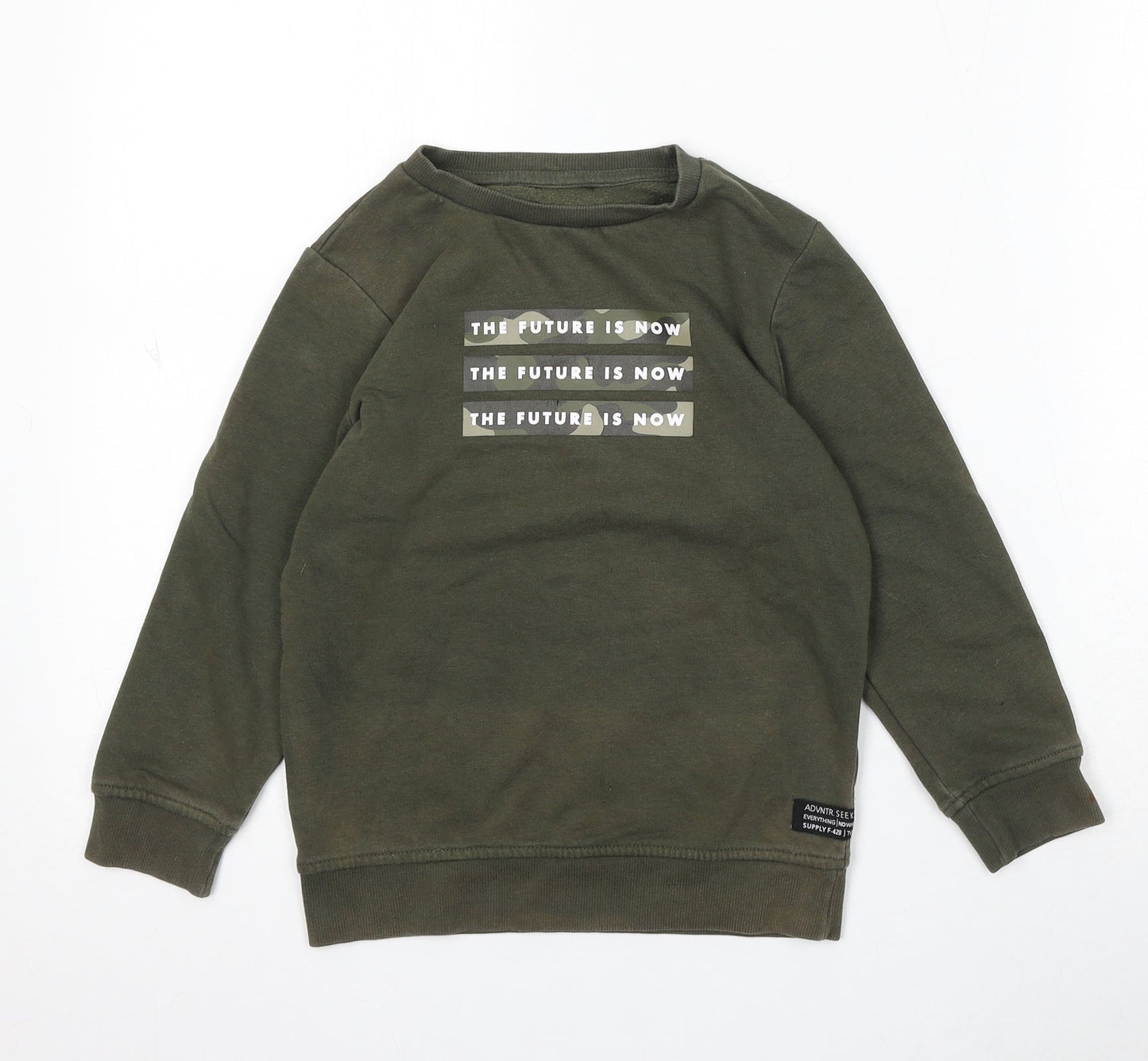 George Boys Green Cotton Pullover Sweatshirt Size 6-7 Years - The Future Is Now