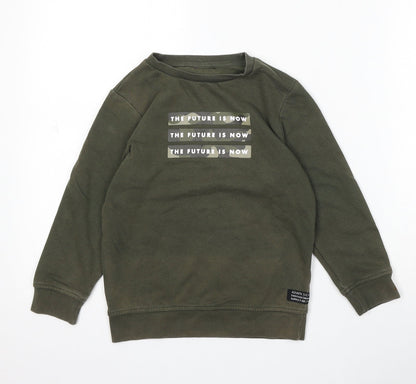 George Boys Green Cotton Pullover Sweatshirt Size 6-7 Years - The Future Is Now