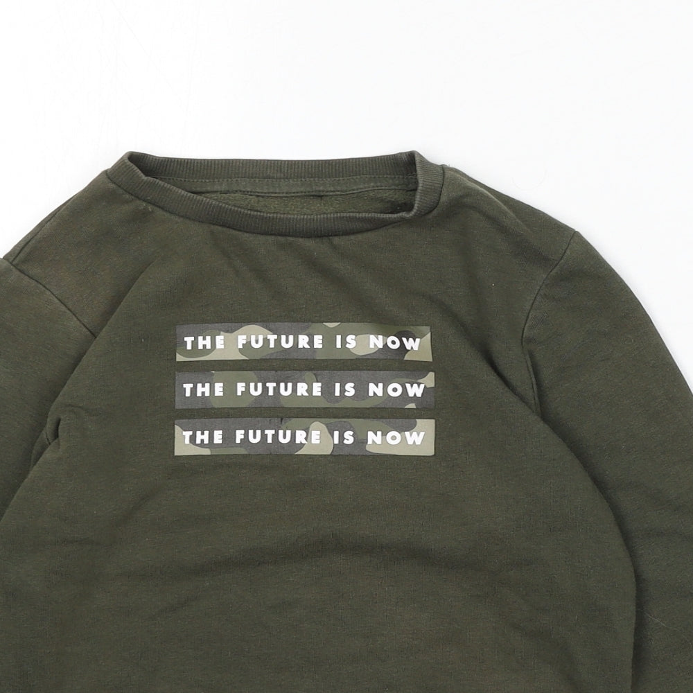 George Boys Green Cotton Pullover Sweatshirt Size 6-7 Years - The Future Is Now