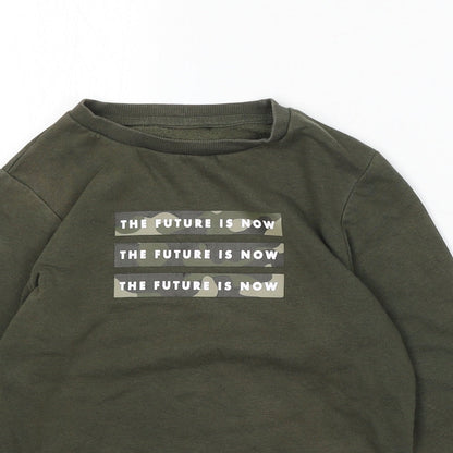 George Boys Green Cotton Pullover Sweatshirt Size 6-7 Years - The Future Is Now