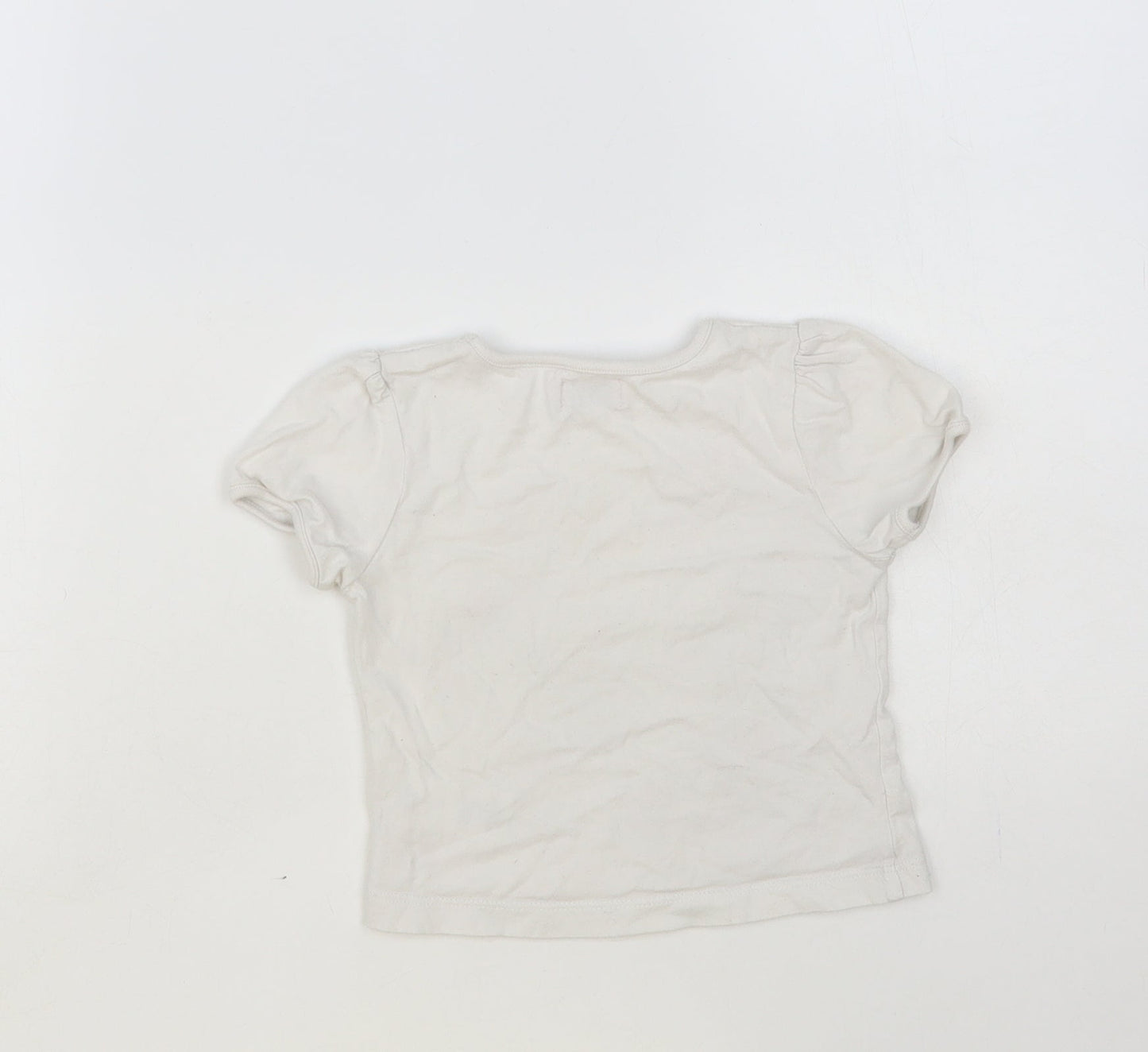 BHS Baby White Floral Cotton Pullover T-Shirt Size 9-12 Months Crew Neck Pullover - Tree And Flowers