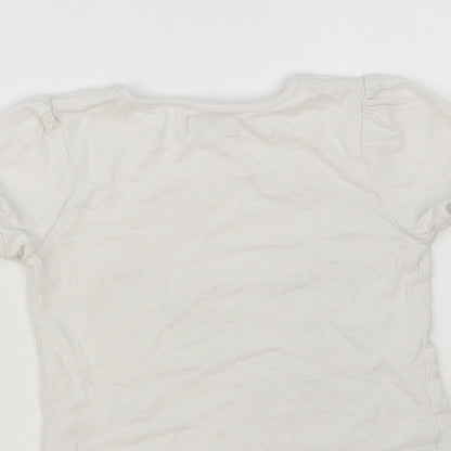 BHS Baby White Floral Cotton Pullover T-Shirt Size 9-12 Months Crew Neck Pullover - Tree And Flowers