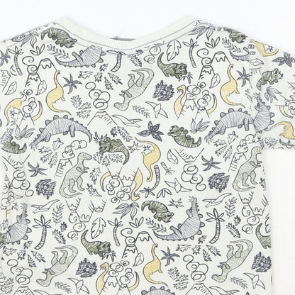 Jarvis Archer Boys White Geometric Cotton Pullover T-Shirt Size 2-3 Years Crew Neck Pullover - Dinosaur Print