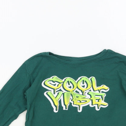 Dunnes Stores Girls Green Cotton Pullover T-Shirt Size 5-6 Years Crew Neck Pullover - Cool Vibe