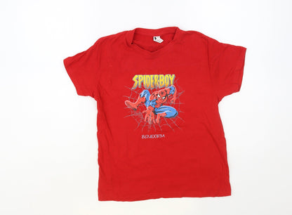 Roly Boys Red Cotton Pullover T-Shirt Size 9-10 Years Crew Neck Pullover - Spider-Boy
