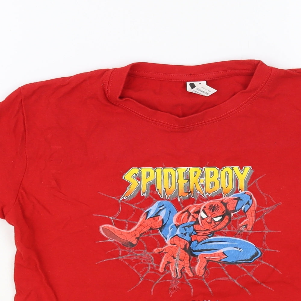 Roly Boys Red Cotton Pullover T-Shirt Size 9-10 Years Crew Neck Pullover - Spider-Boy