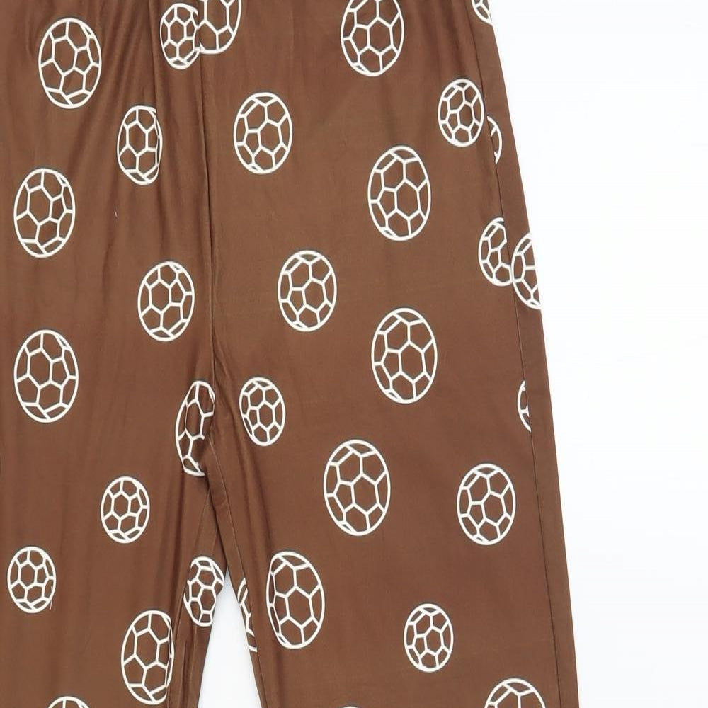 SheIn Girls Brown Geometric Polyester Jogger Trousers Size 8-9 Years Regular Pullover - Football Print