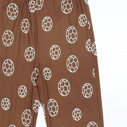 SheIn Girls Brown Geometric Polyester Jogger Trousers Size 8-9 Years Regular Pullover - Football Print