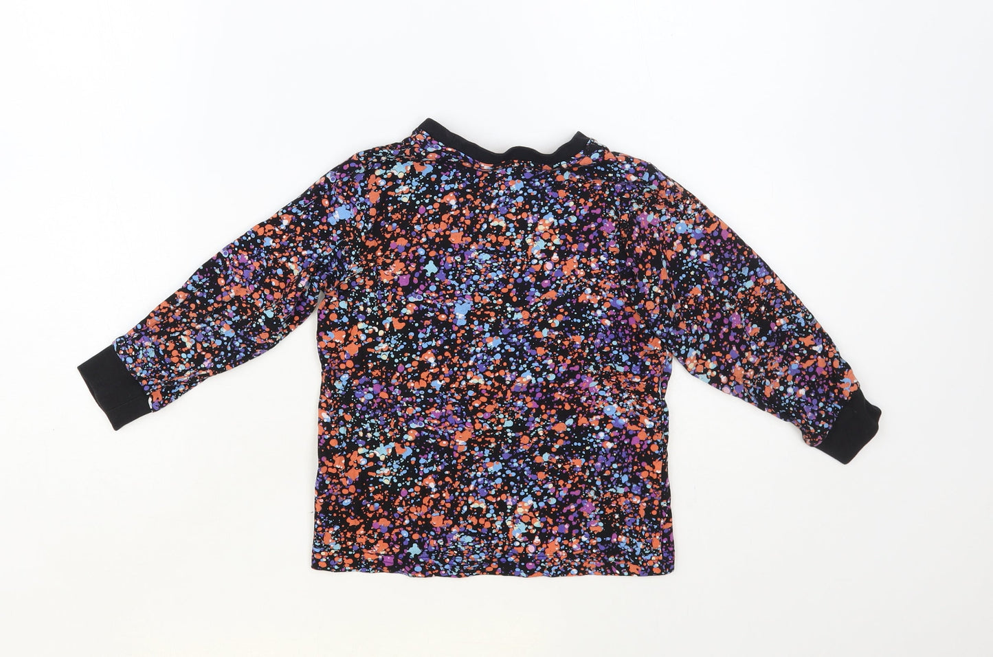 Matalan Girls Black Geometric Cotton Pullover T-Shirt Size 6 Years Crew Neck Pullover