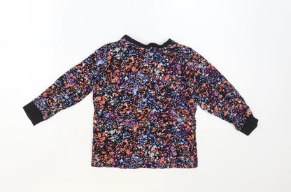 Matalan Girls Black Geometric Cotton Pullover T-Shirt Size 6 Years Crew Neck Pullover