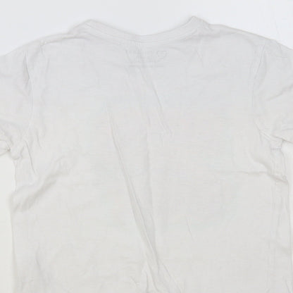 Primark Girls White Cotton Pullover T-Shirt Size 5-6 Years Crew Neck Pullover - Let's Go Play