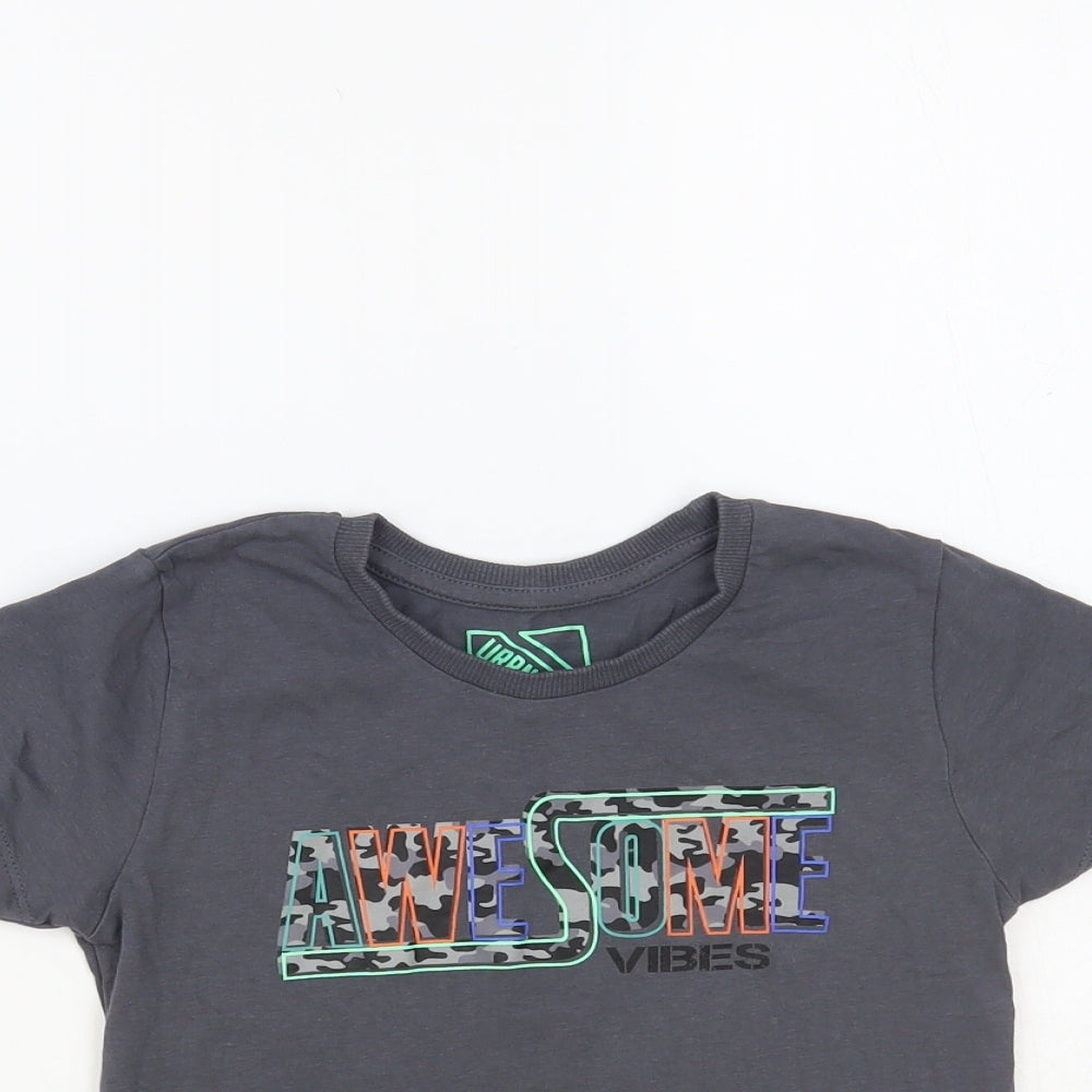 Matalan Boys Grey Cotton Pullover T-Shirt Size 6 Years Crew Neck Pullover - Awesome Vibes