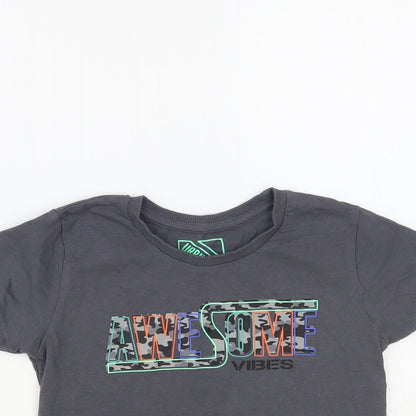 Matalan Boys Grey Cotton Pullover T-Shirt Size 6 Years Crew Neck Pullover - Awesome Vibes