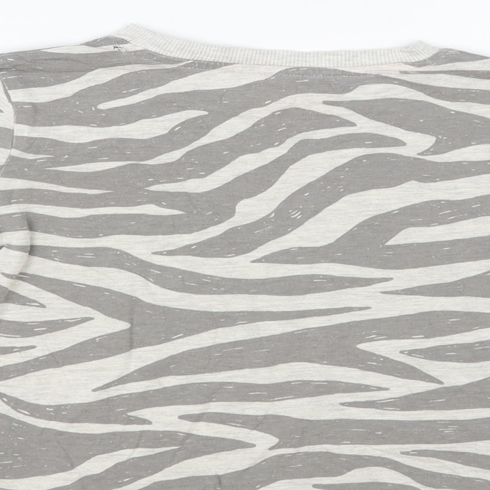 F&F Boys Grey Animal Print Cotton Pullover T-Shirt Size 5-6 Years Crew Neck Pullover - Zebra Print