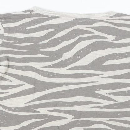 F&F Boys Grey Animal Print Cotton Pullover T-Shirt Size 5-6 Years Crew Neck Pullover - Zebra Print