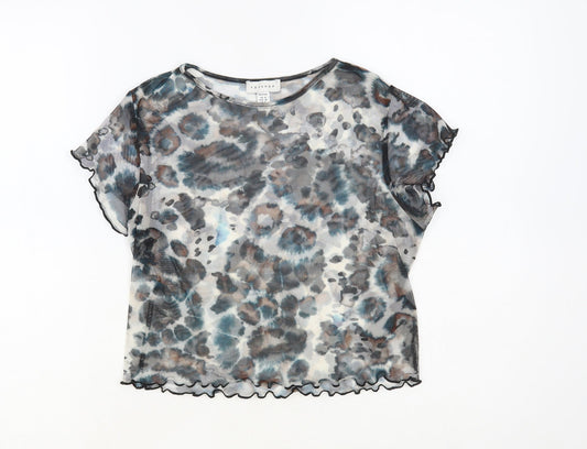 Womens UK Size 10 Topshop Grey Basic T-Shirt
