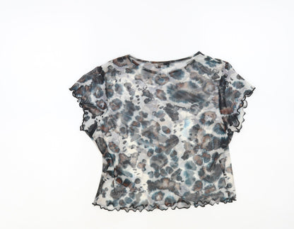 Womens UK Size 10 Topshop Grey Basic T-Shirt