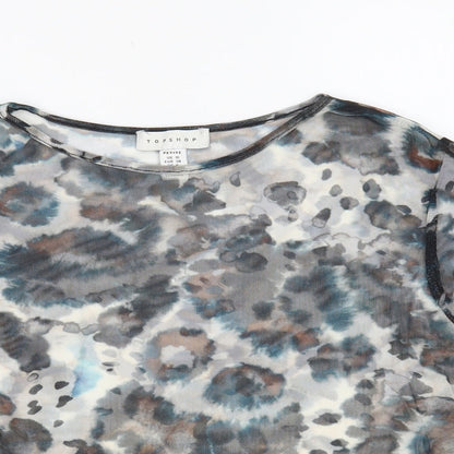 Womens UK Size 10 Topshop Grey Basic T-Shirt
