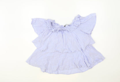 Womens UK Size M Zara Blue Basic Blouse