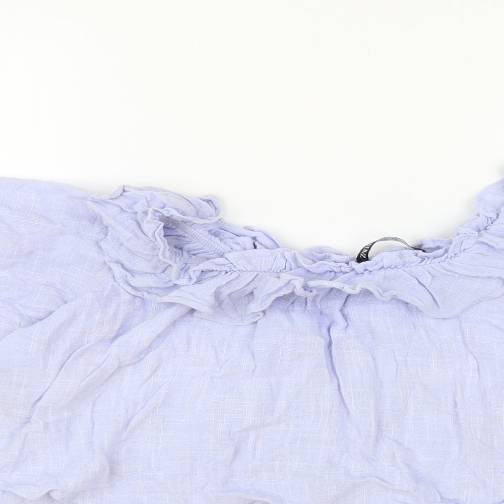 Womens UK Size M Zara Blue Basic Blouse