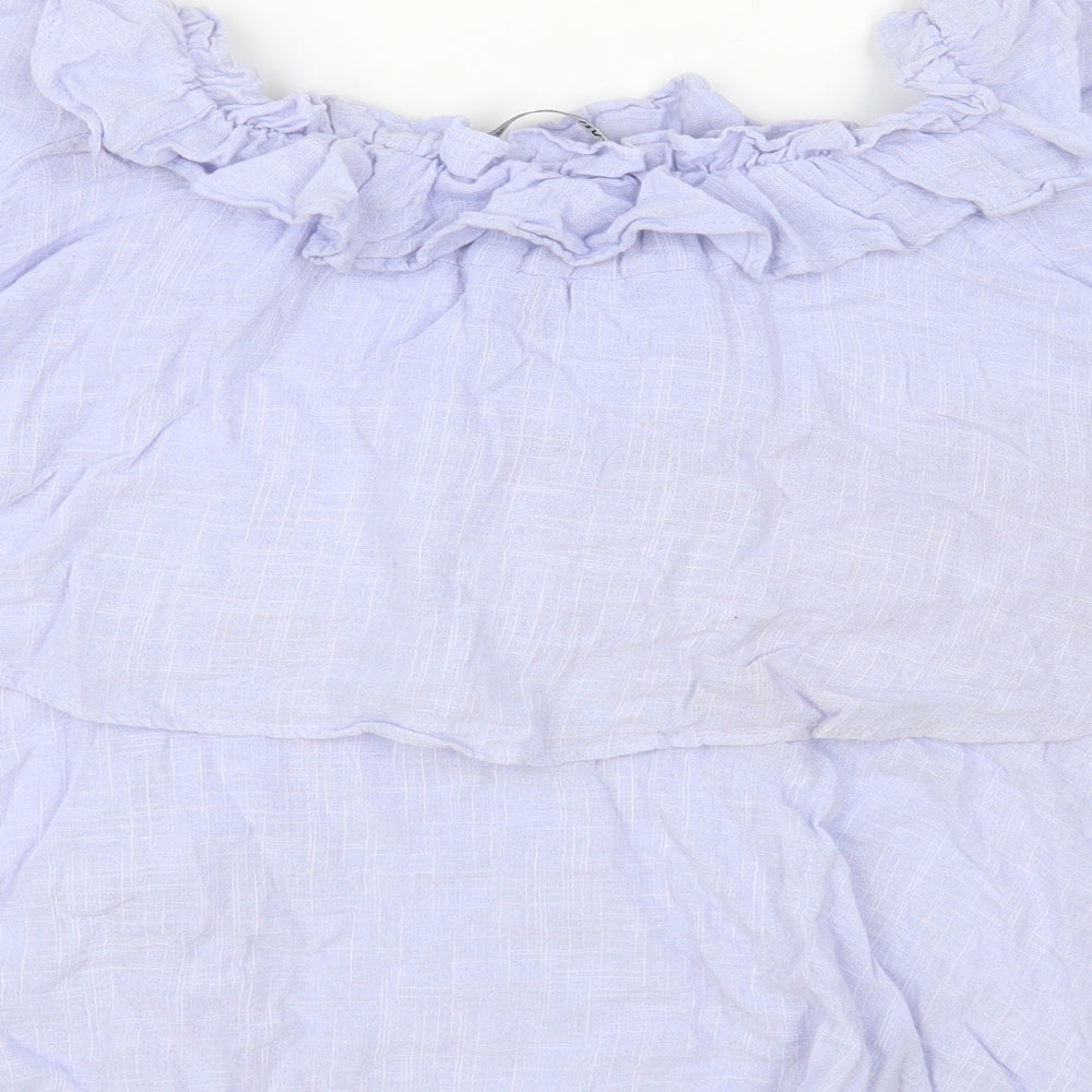 Womens UK Size M Zara Blue Basic Blouse