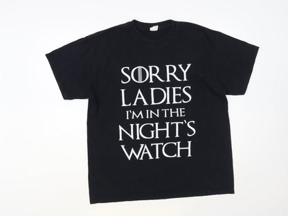 Mens UK Size L Gildan Black  T-Shirt