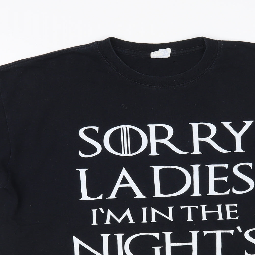 Mens UK Size L Gildan Black  T-Shirt