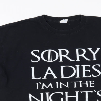 Mens UK Size L Gildan Black  T-Shirt