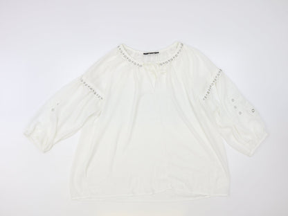 Womens UK Size XL Envy White Basic Blouse