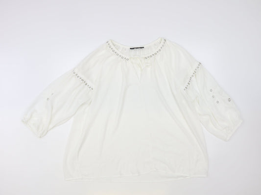 Womens UK Size XL Envy White Basic Blouse