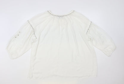 Womens UK Size XL Envy White Basic Blouse