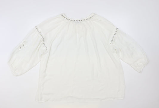 Womens UK Size XL Envy White Basic Blouse