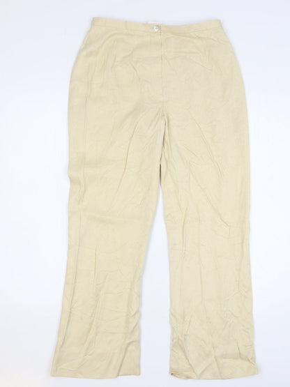 Country Casuals Womens Beige Cupro Trousers Size 12 L29 in Regular Button