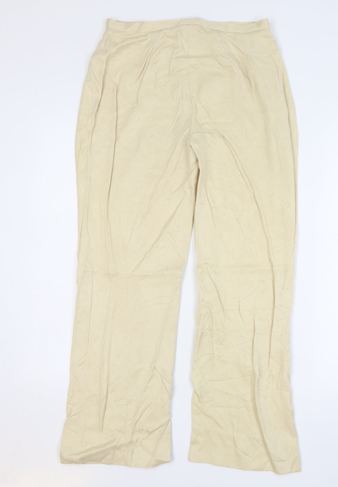 Country Casuals Womens Beige Cupro Trousers Size 12 L29 in Regular Button