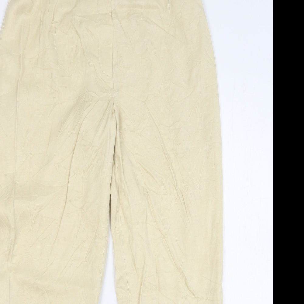 Country Casuals Womens Beige Cupro Trousers Size 12 L29 in Regular Button