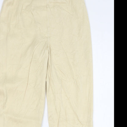 Country Casuals Womens Beige Cupro Trousers Size 12 L29 in Regular Button
