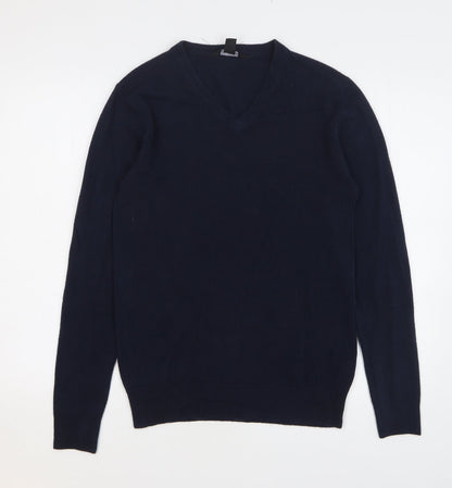 Cedar Wood State Mens Blue V-Neck Acrylic Pullover Jumper Size XS