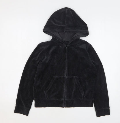Uniqlo Girls Grey Polyester Full Zip Hoodie Size 9-10 Years Zip