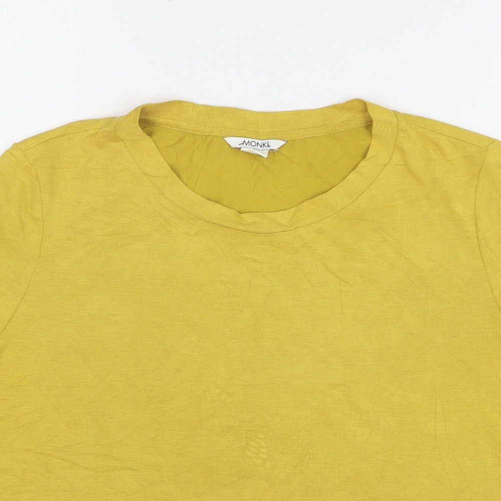 Womens UK Size M Monkl Yellow Basic T-Shirt