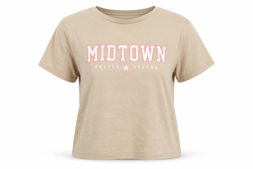 Womens UK Size M H&M Beige Cropped T-Shirt