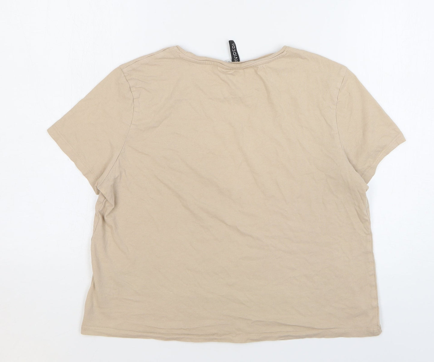 Womens UK Size M H&M Beige Cropped T-Shirt