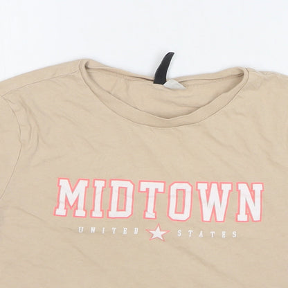 Womens UK Size M H&M Beige Cropped T-Shirt
