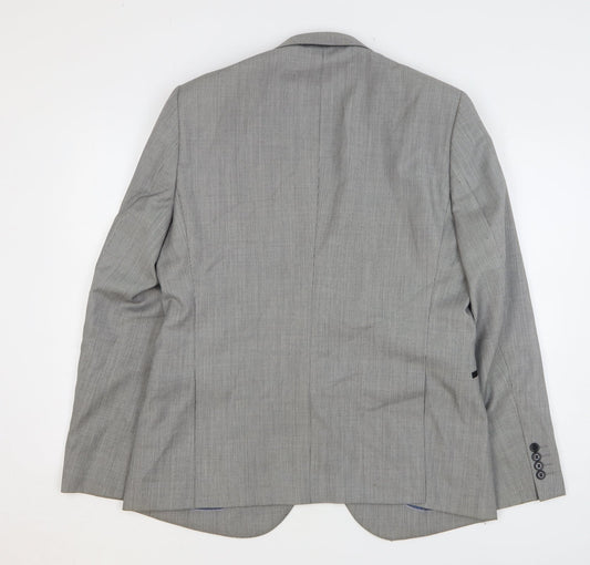 Topman Mens Grey Geometric Wool Jacket Blazer Size 42