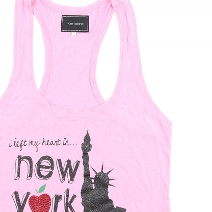 Womens UK Size 14 River Island Pink Basic Tank