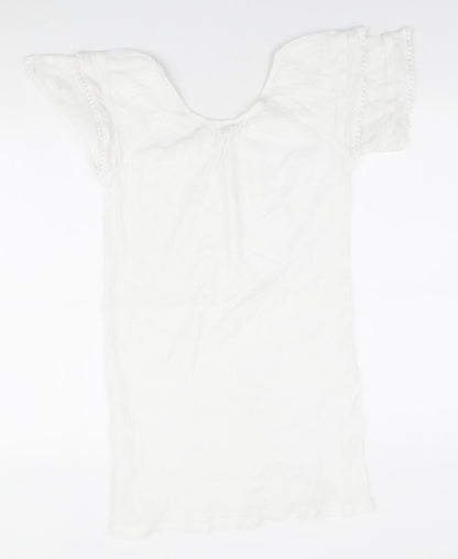 New Look Womens White 100% Cotton Shift Size M Round Neck